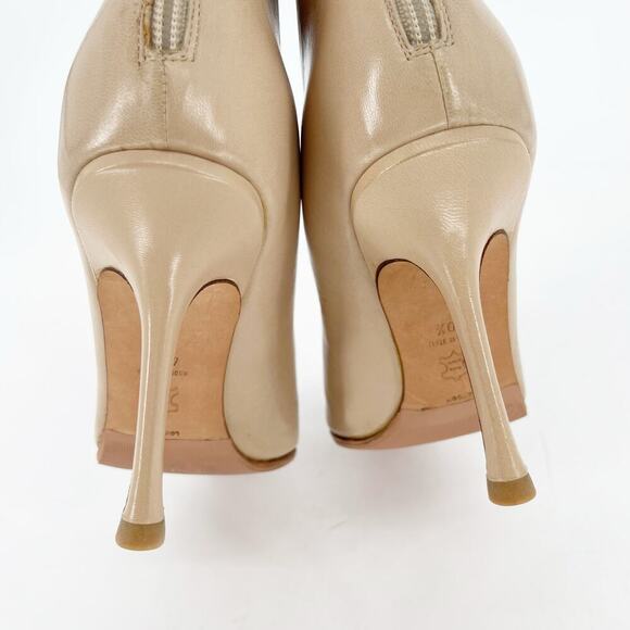 Jimmy Choo Tan Beige Leather Retro y2k Pointed Toe Heeled Ankle Boot IT 40.5 - Picture 9 of 12